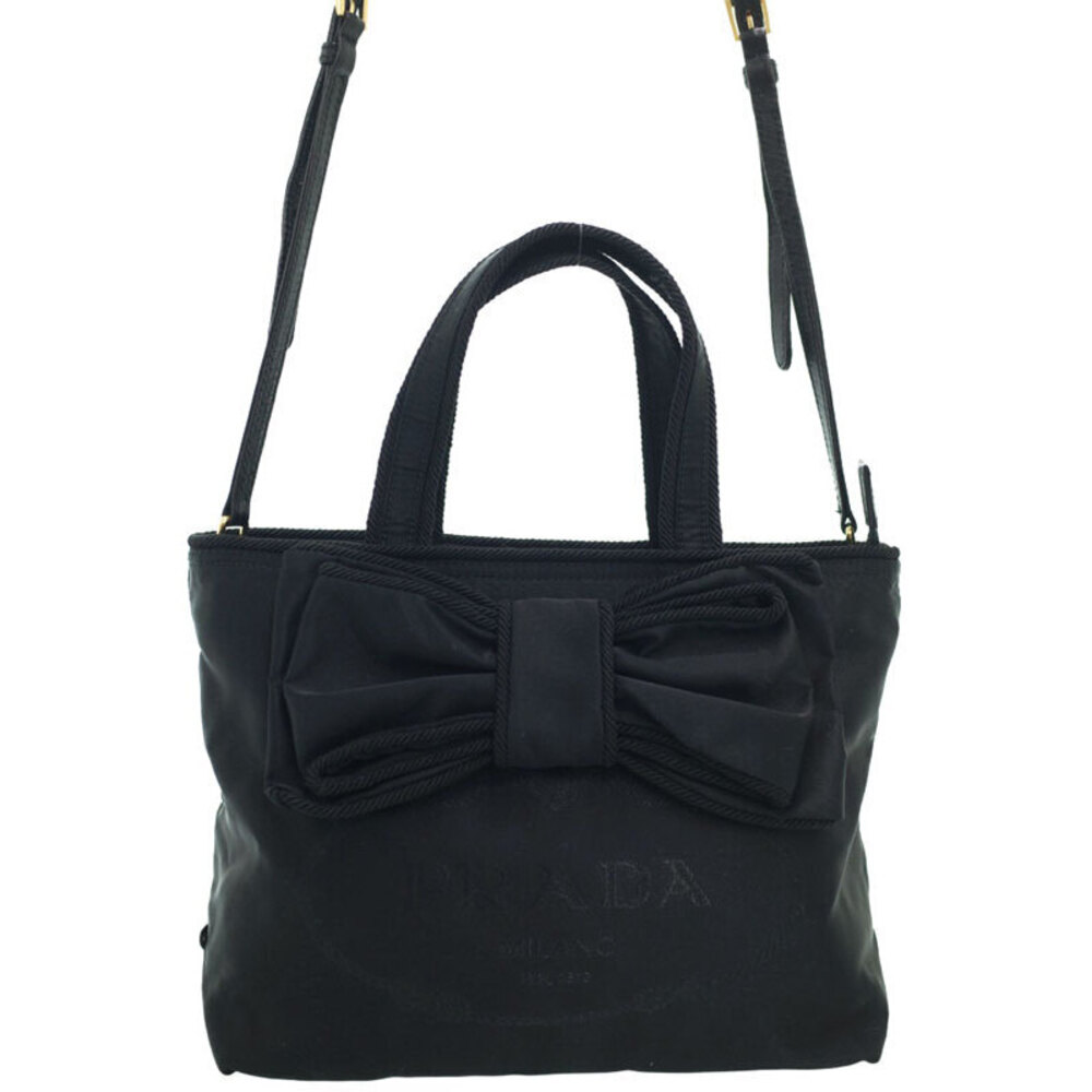Prada Tessuto Bow 2way handbag Shoulder Bag black